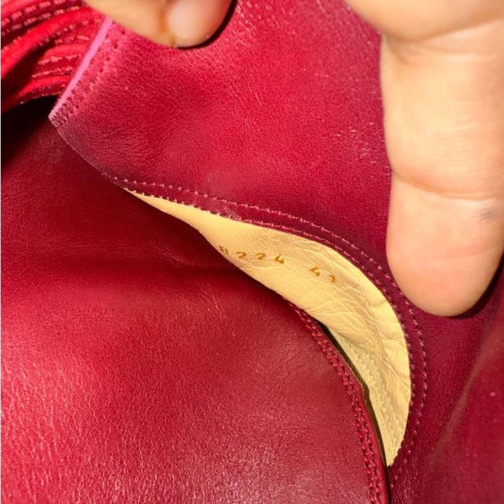Versace Burgundy Leather Heeled Boots - Picture 6 of 12